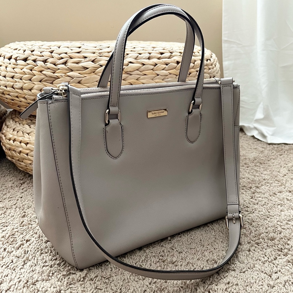 kate spade Gray Structured Tote Bag with Shoulder Strap